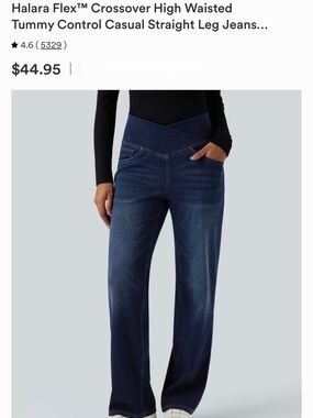 HALARA Straight Leg Jeans in Dark Blue Wash Size S Tall